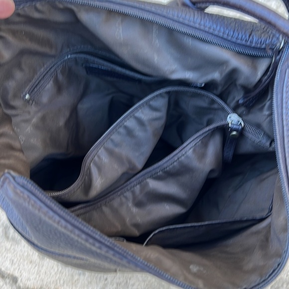 Eddie Bauer Large Brown Pebble Leather Shoulder Tote Purse - Picture 10 of 11